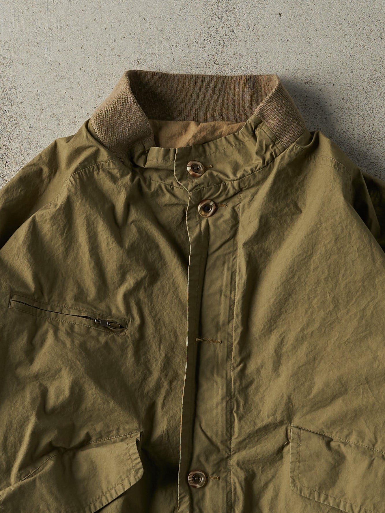 Vintage 80s Army Green Boxy Harrington Jacket (M)