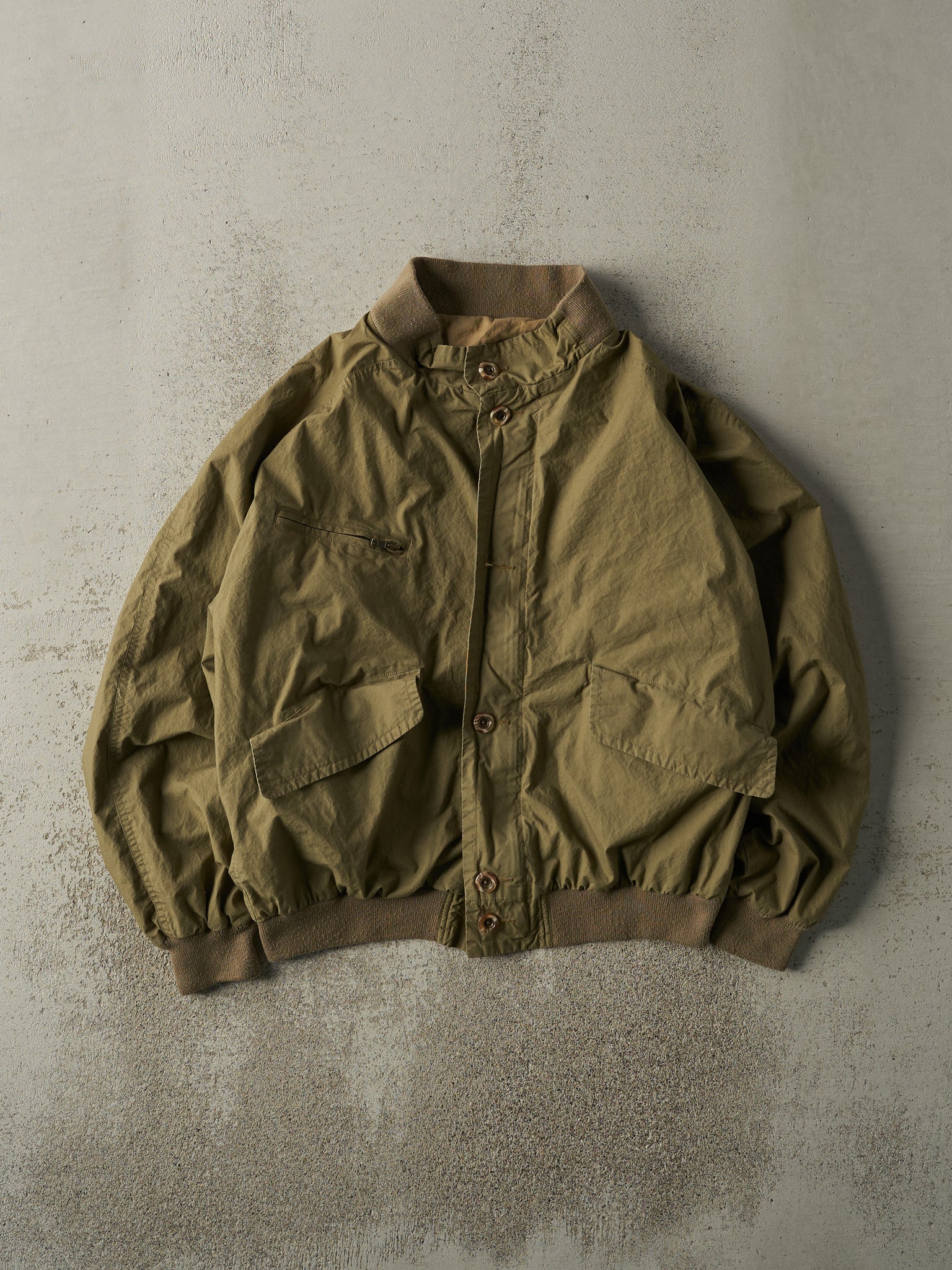 Vintage 80s Army Green Boxy Harrington Jacket (M)