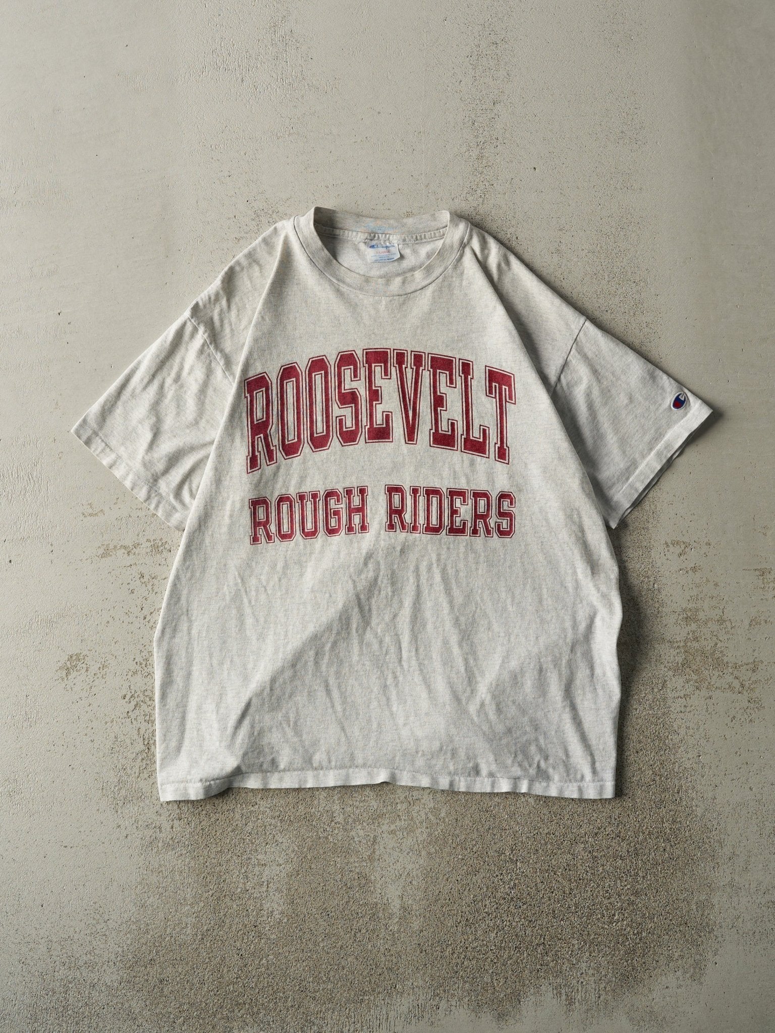 Vintage 90s Heather Grey Roosevelt Rough Riders Single Stitch Tee (L)
