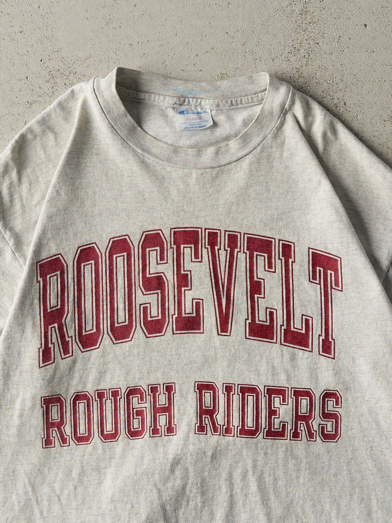 Vintage 90s Heather Grey Roosevelt Rough Riders Single Stitch Tee (L)