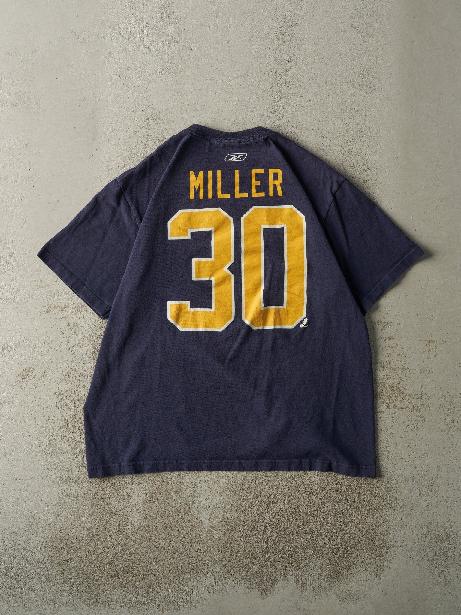 Vintage Y2K Navy Blue Buffalo Sabres #30 Ryan Miller Tee (L)