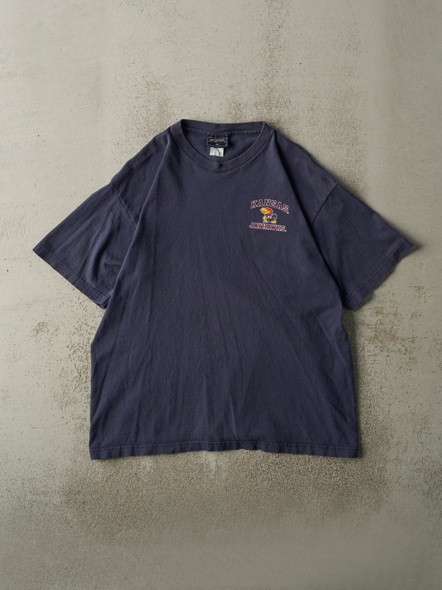 Vintage Y2K Navy Blue Kansas University Jayhawks Tee (L)