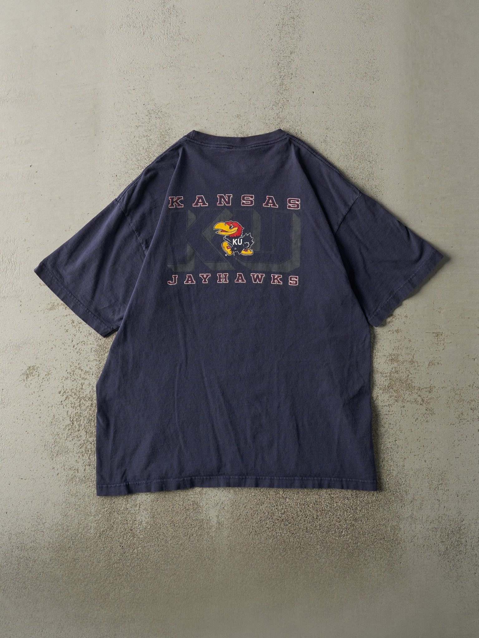 Vintage Y2K Navy Blue Kansas University Jayhawks Tee (L)