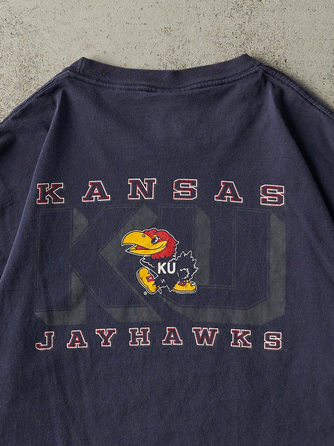 Vintage Y2K Navy Blue Kansas University Jayhawks Tee (L)