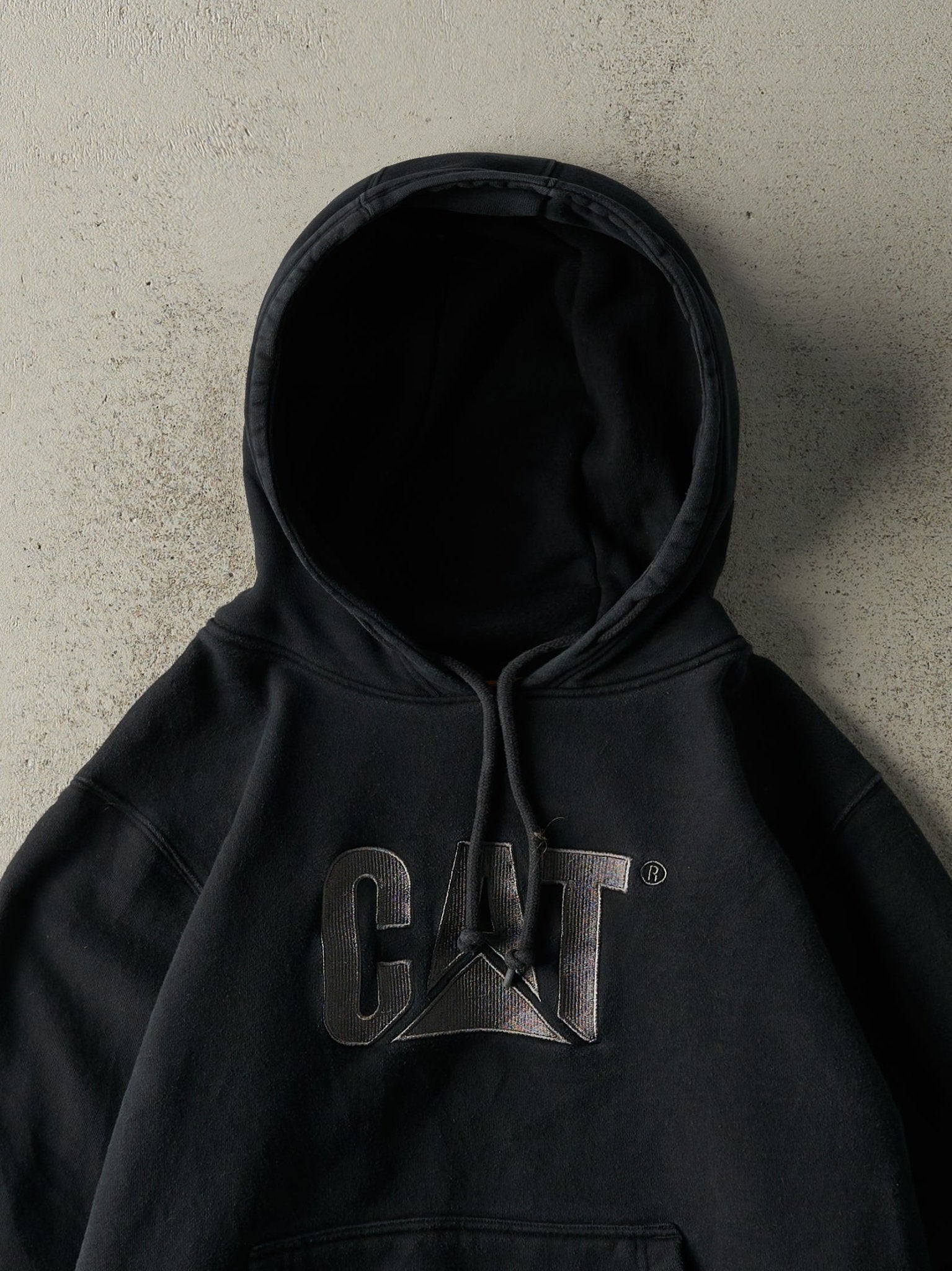 Vintage Y2K Black CAT Embroidered Hoodie (M/L)