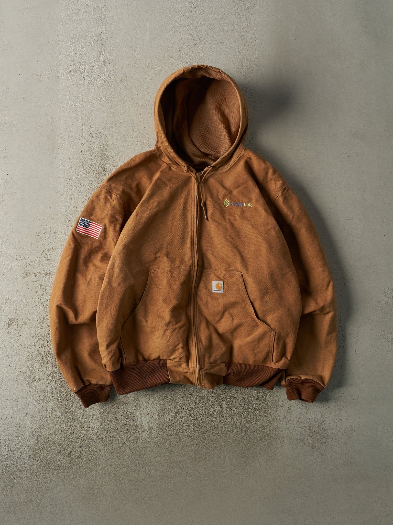 Vintage Y2K Camel Active Hooded Embroidered Mesh Lined Jacket (XL)