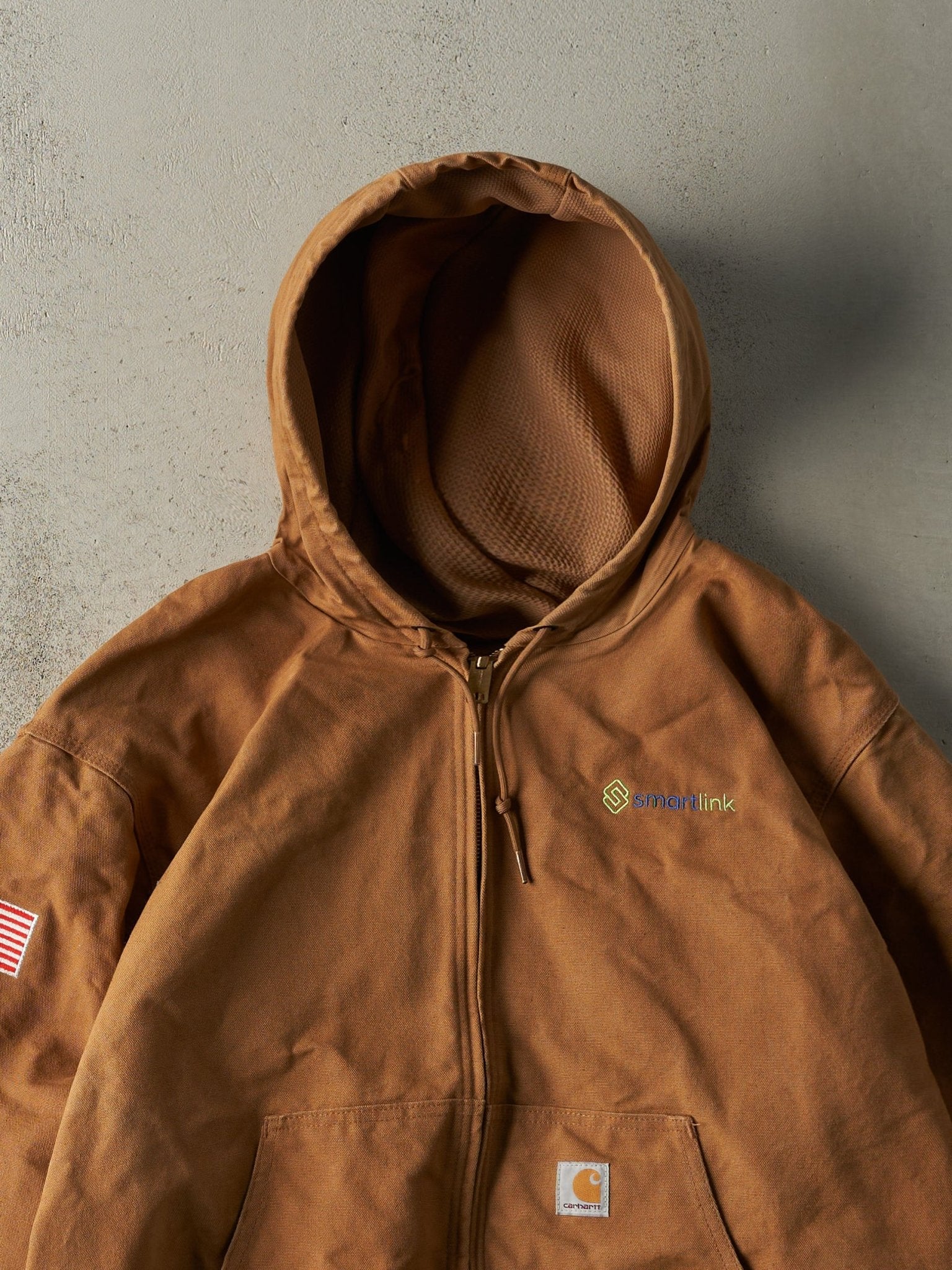 Vintage Y2K Camel Active Hooded Embroidered Mesh Lined Jacket (XL)