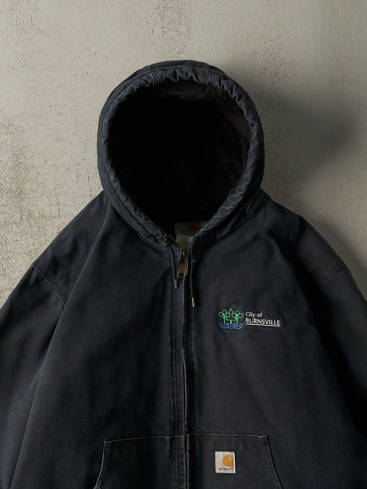 Vintage 90s Faded Black Carhartt Quilt Lined Active Jacket (XL)
