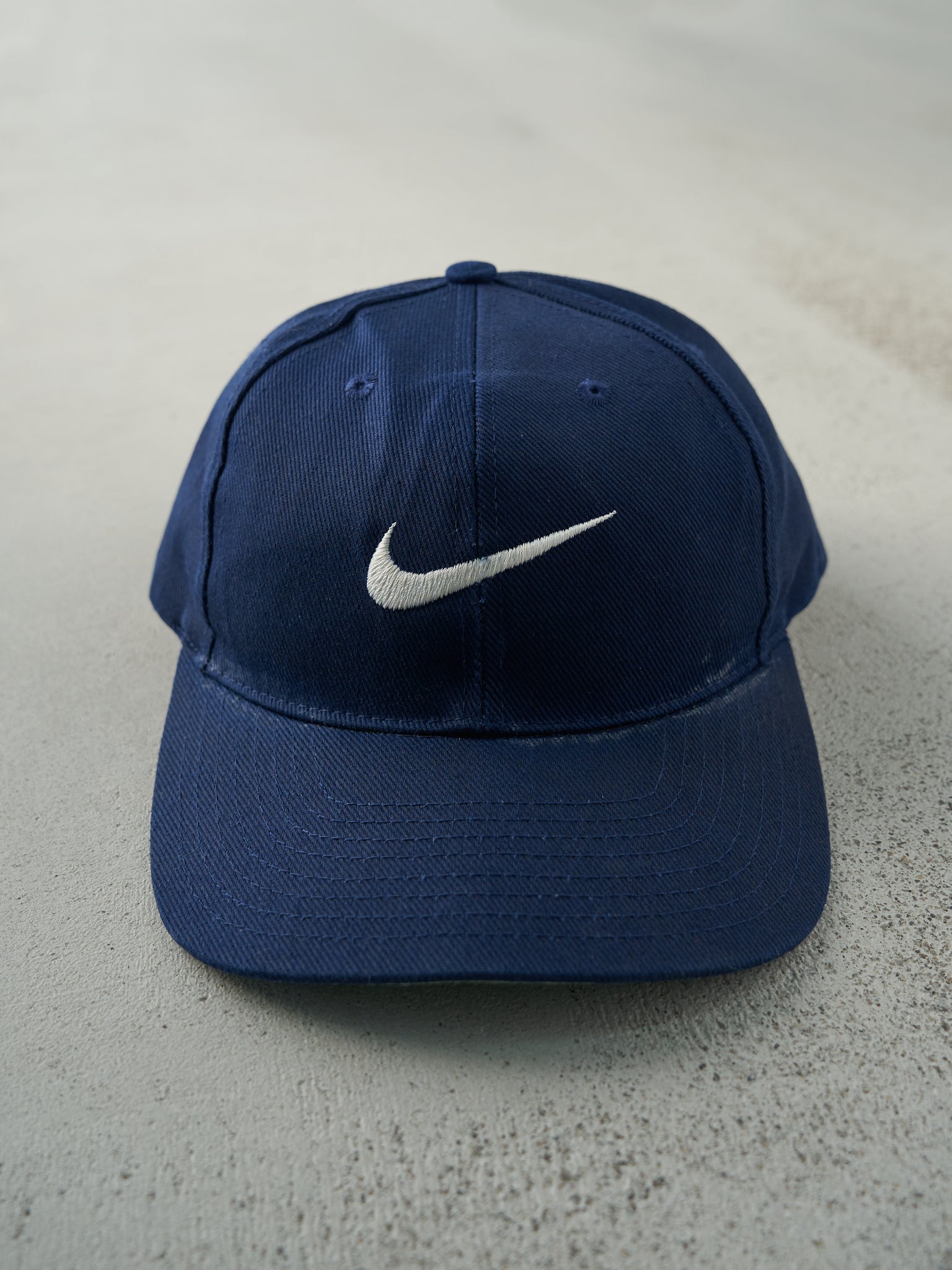 Vintage 90s Navy Blue Embroidered Nike Swoosh Snapback Hat