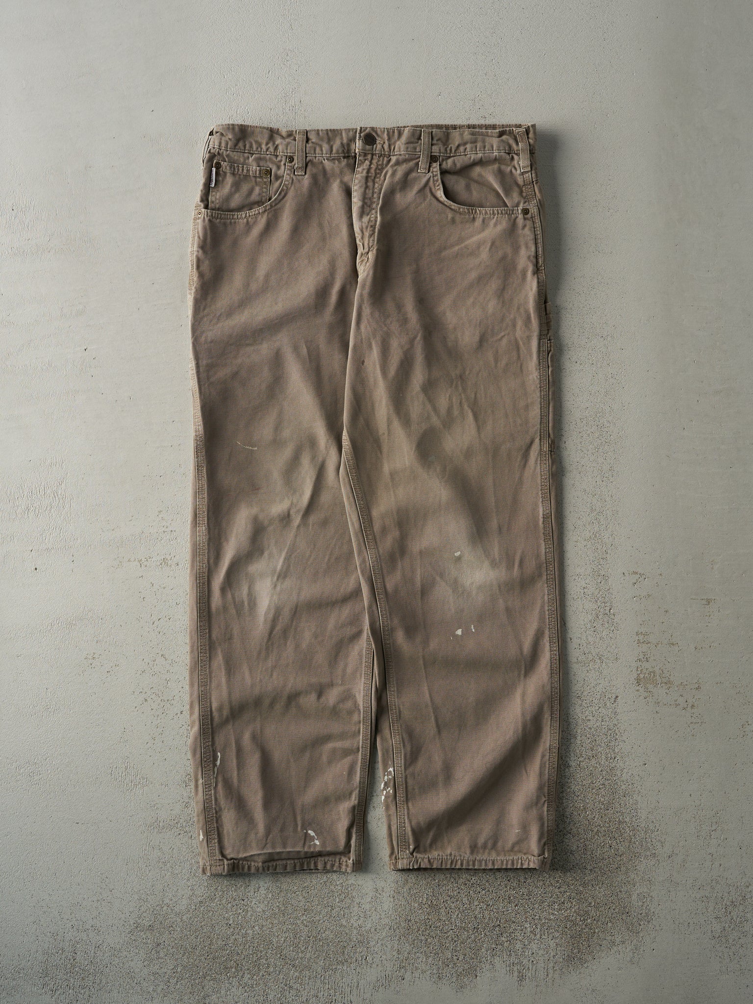 Vintage Y2K Beige Loose Fit Carhartt Light Weight Carpenter Pants (36x30)