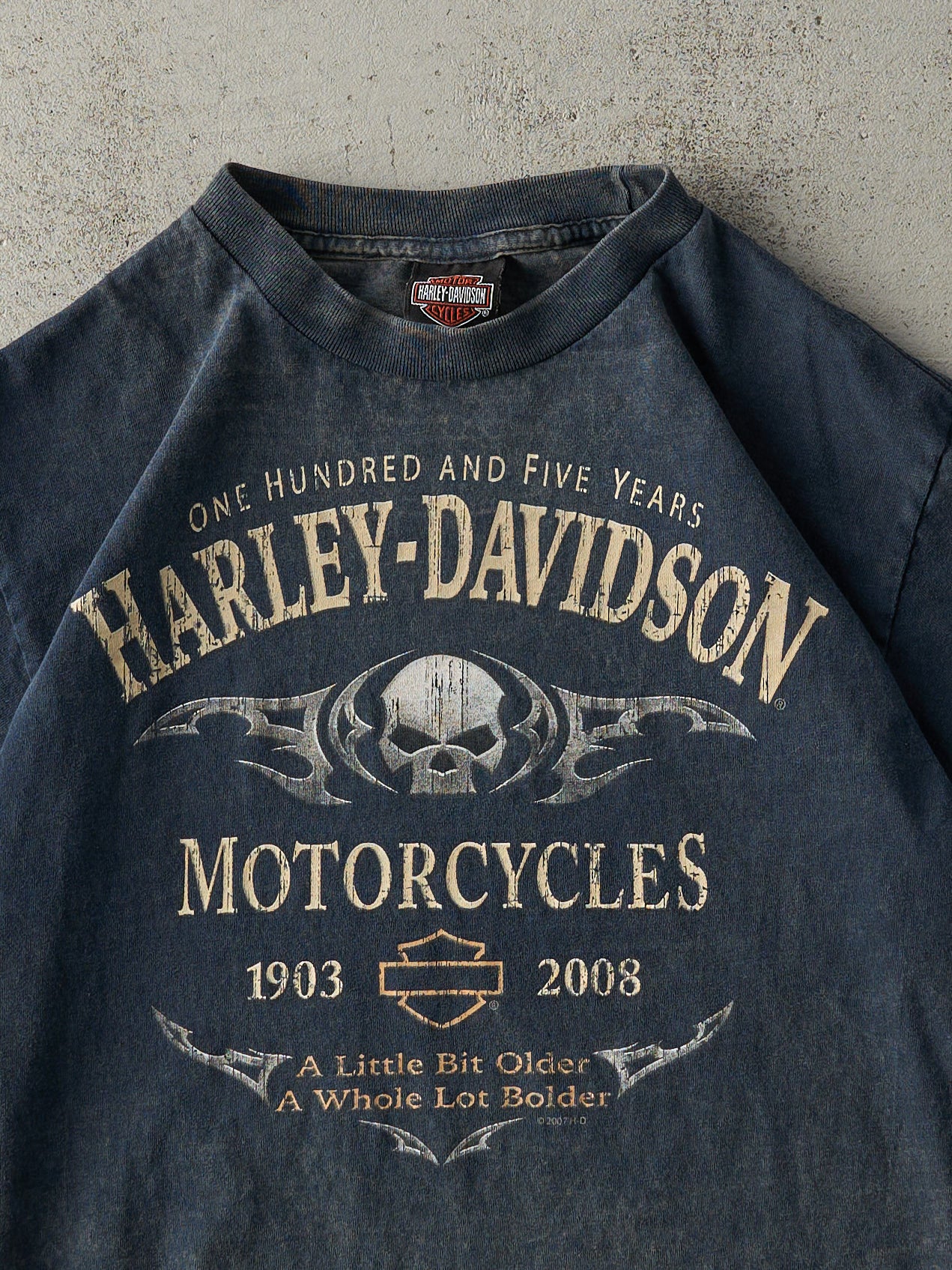 Vintage 08' Acid Wash Blue Vancouver BC Harley Davidson Tee (S)