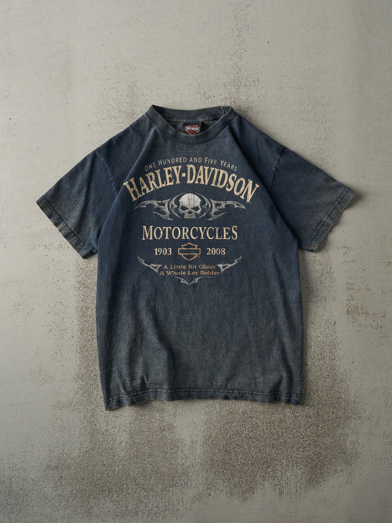 Vintage 08' Acid Wash Blue Vancouver BC Harley Davidson Tee (S)