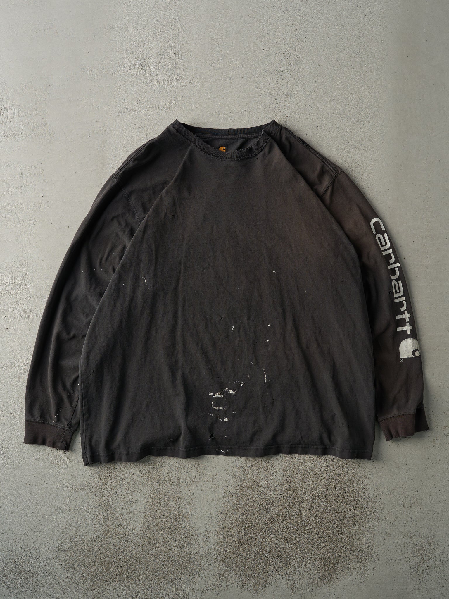 Vintage Y2K Faded Black Blank Carhartt Long Sleeve (XL)