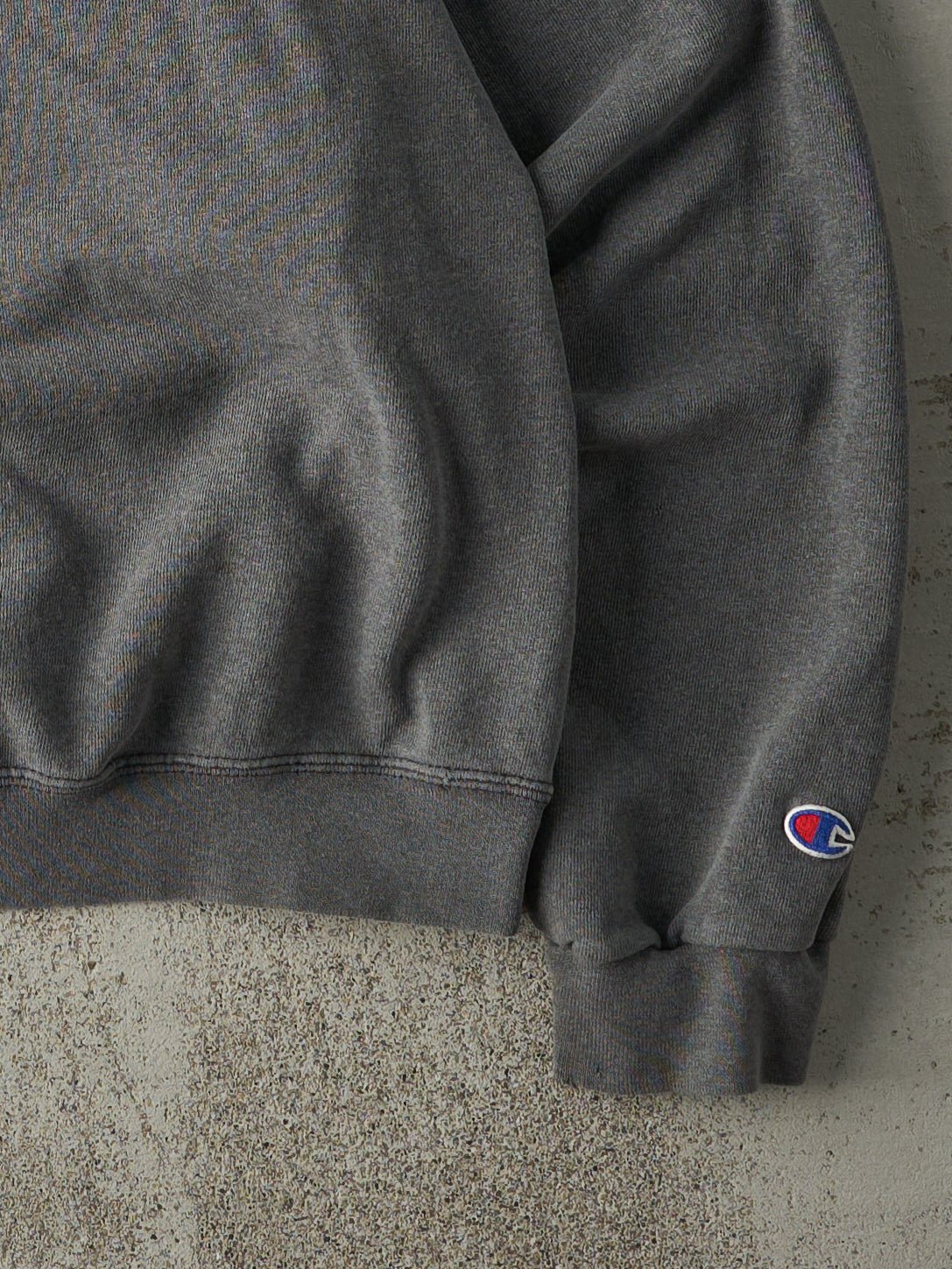 Vintage Y2K Charcoal Grey Embroidered Champion Boxy Crewneck (L)