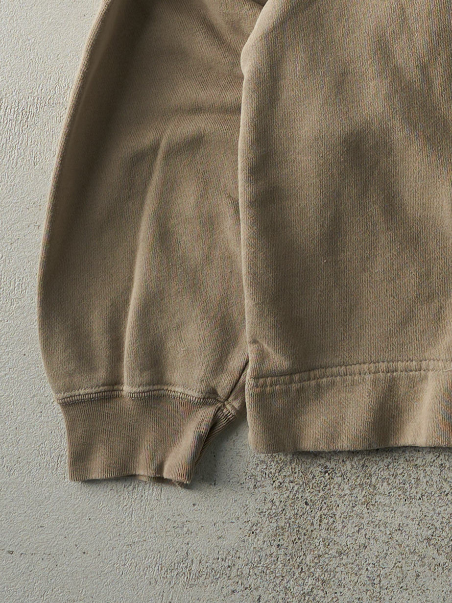 Vintage 90s Beige Embroidered Roots Quarter Zip Crewneck (L)