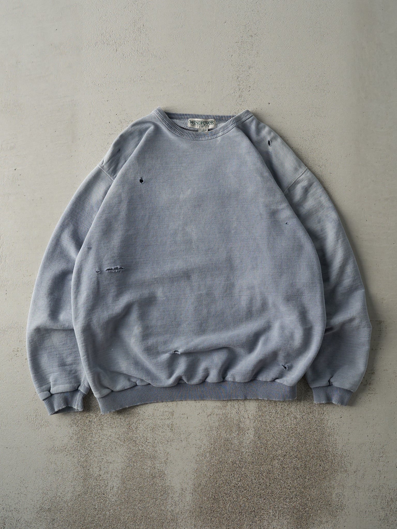 Vintage 90s Washed Blue Wind River Blank Crewneck (L)