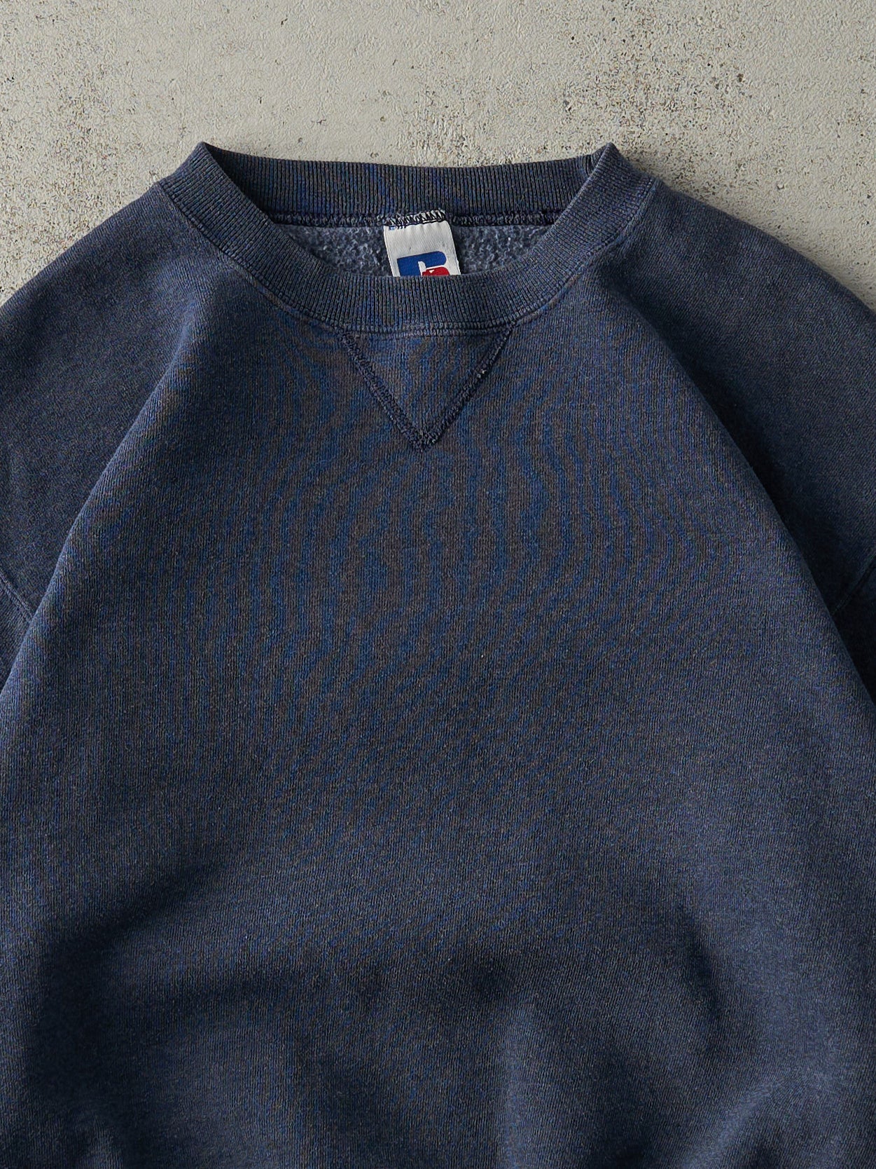 Vintage Y2K Washed Navy Russell Athletic Blank Crewneck (S)