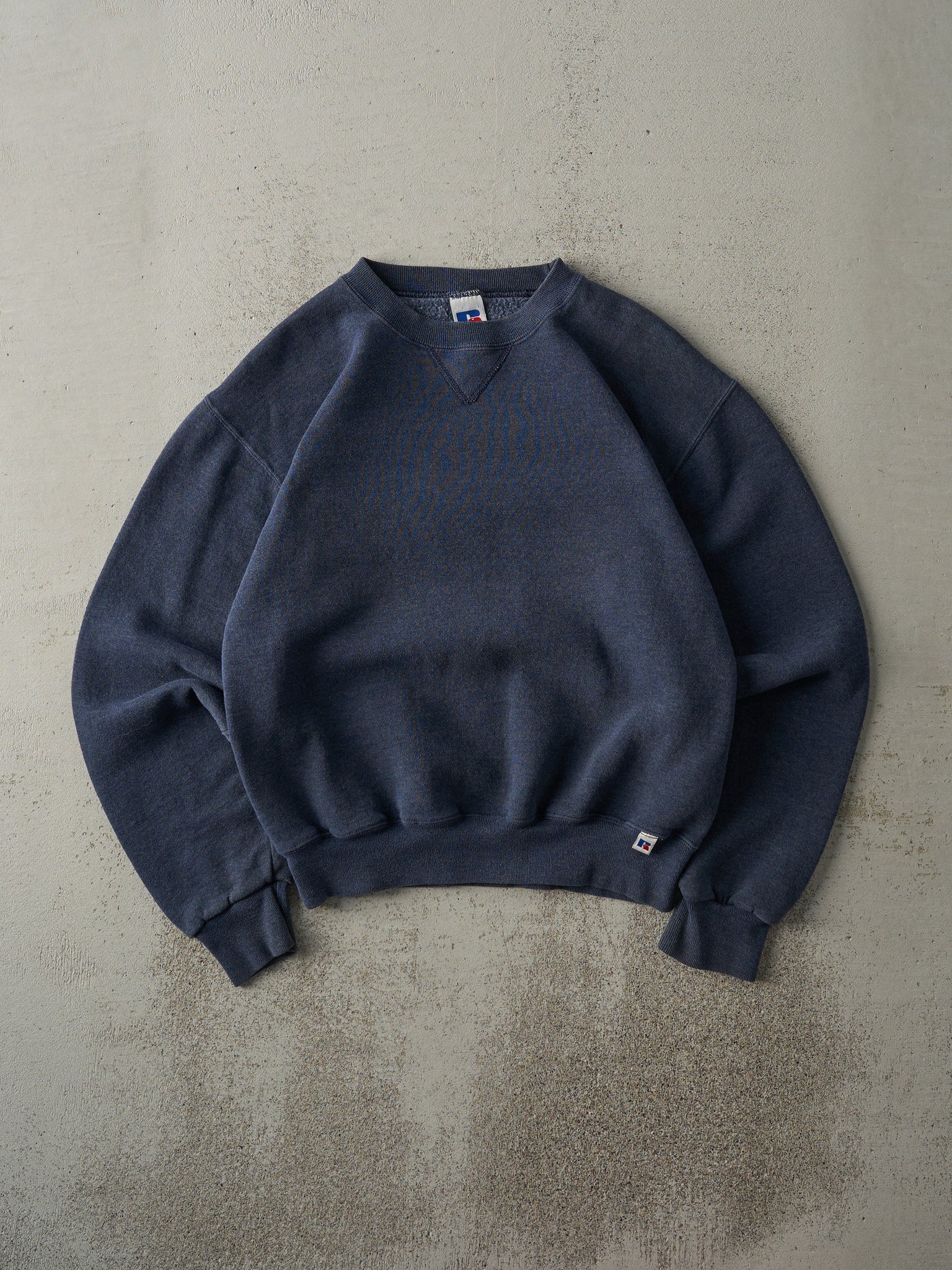 Vintage Y2K Washed Navy Russell Athletic Blank Crewneck (S)