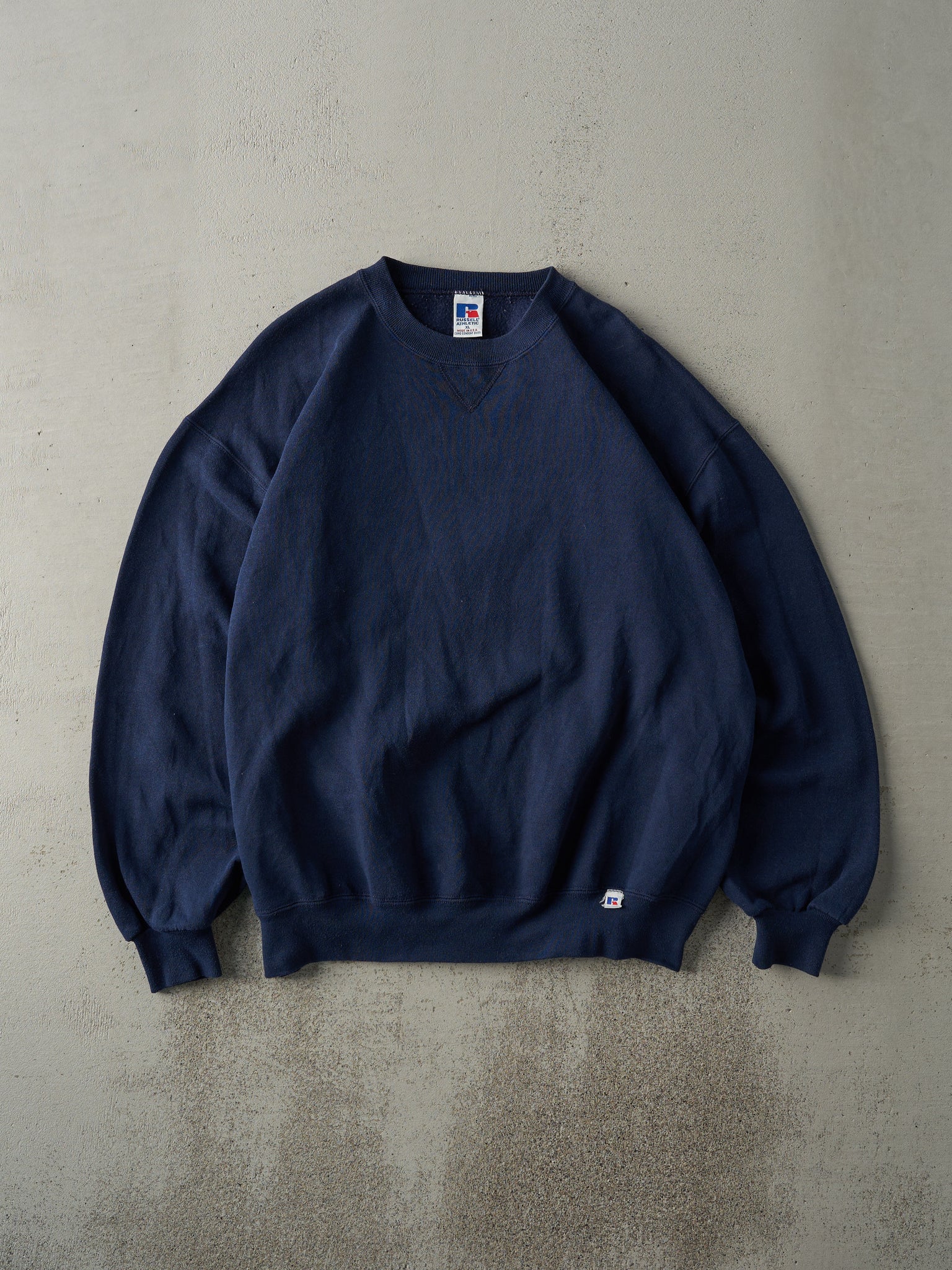 Vintage 90s Navy Russell Athletic Blank Crewneck (L)