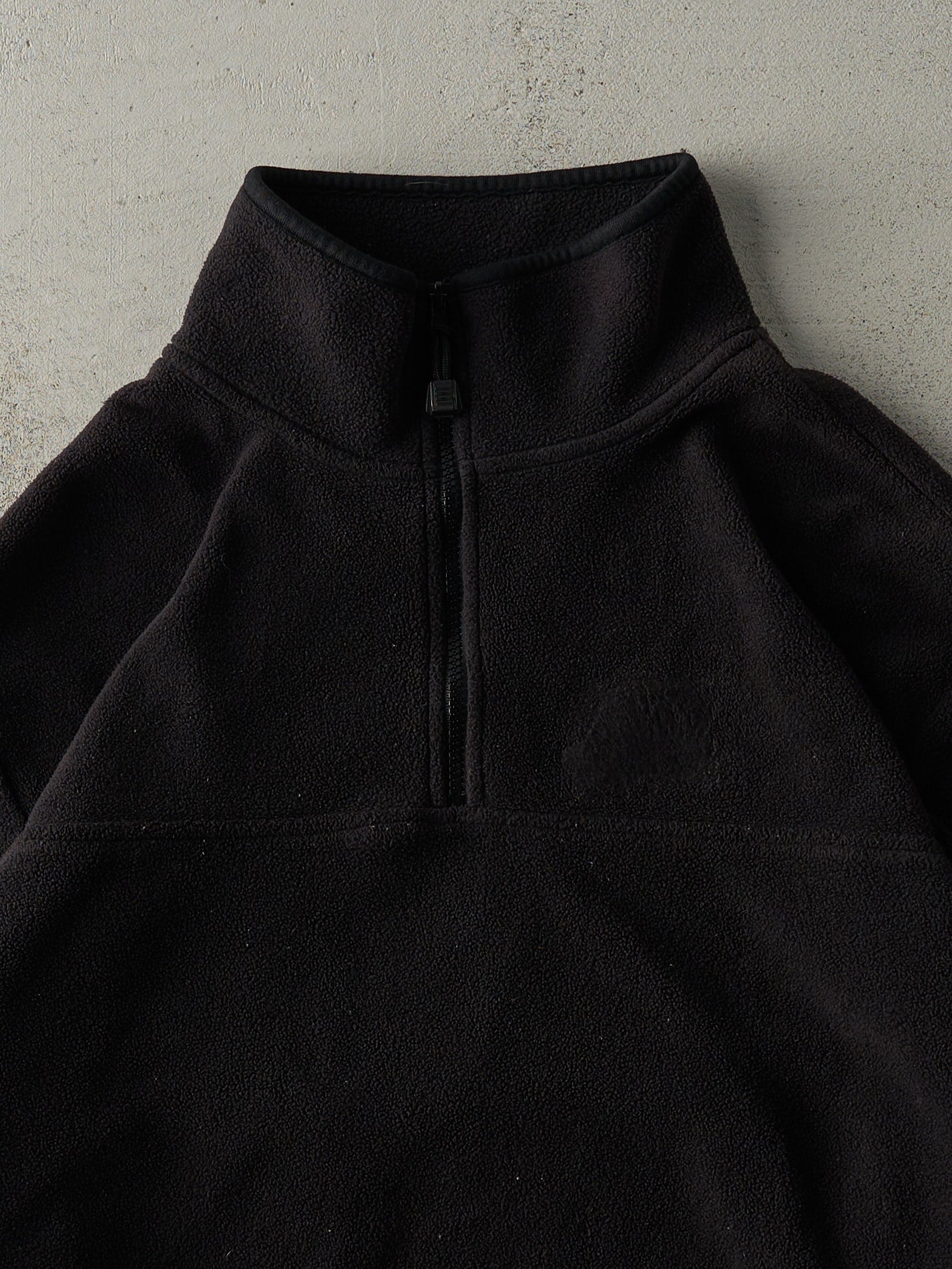 Vintage 90s Black Blank Quarter Zip Fleece Sweater (L)