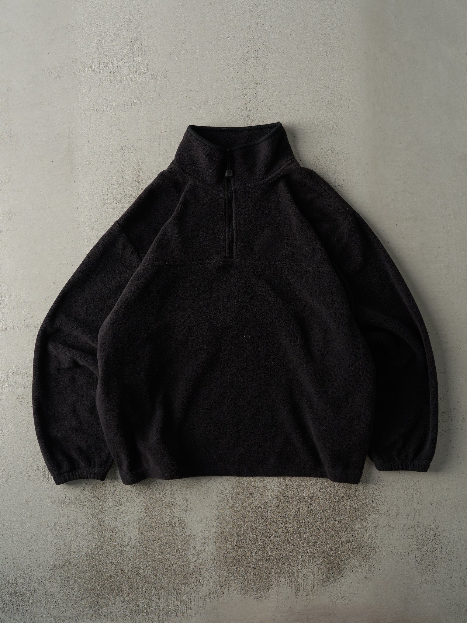 Vintage 90s Black Blank Quarter Zip Fleece Sweater (L)