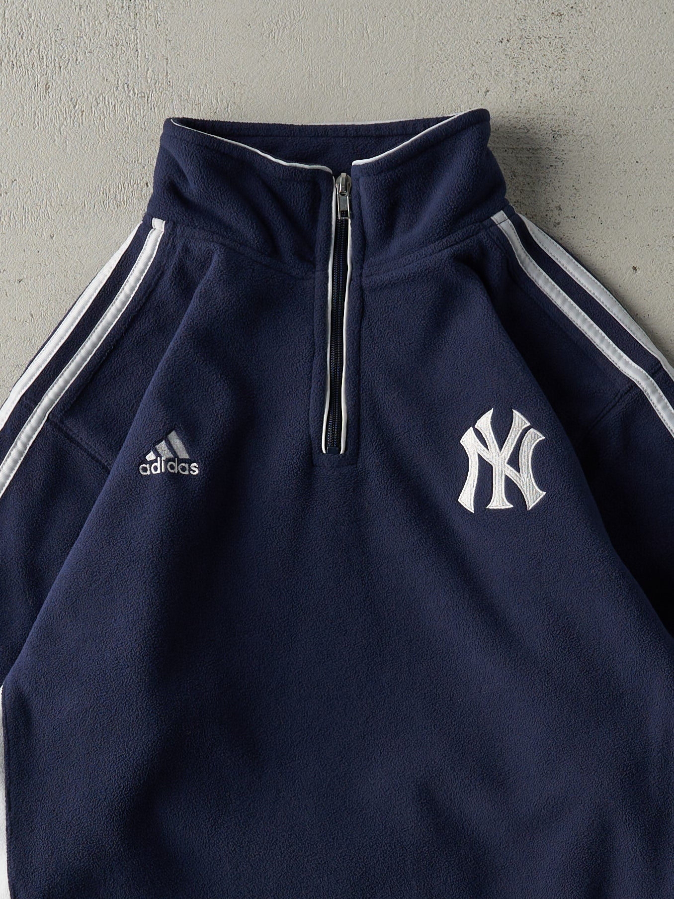 Vintage Y2K Navy Blue Adidas x New York Yankees Fleece Quarter Zip (M)