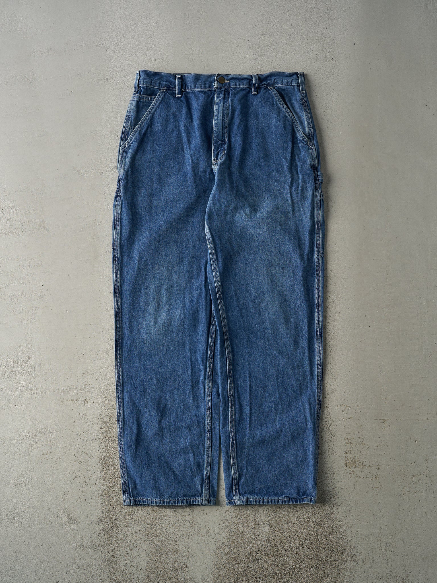 Vintage Y2K Mid Wash Dungaree Fit Carhartt Carpenter Jeans (34x31.5)