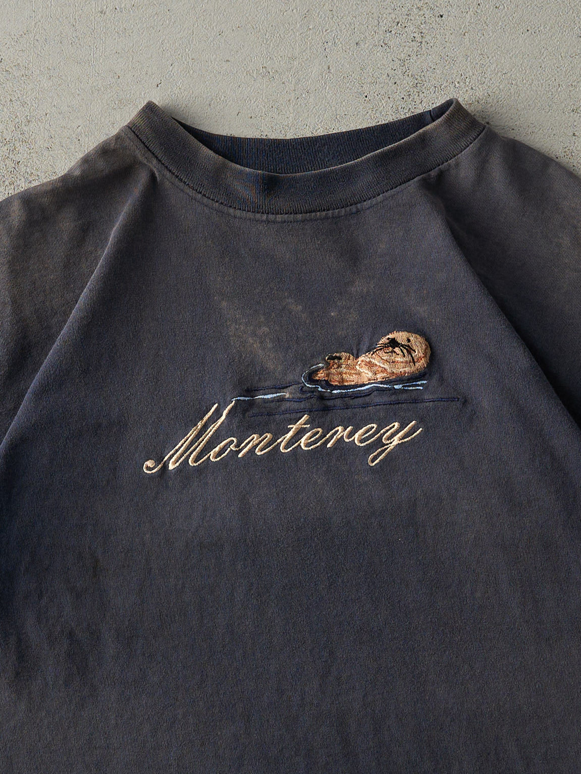 Vintage 90s Navy Blue Sun Faded Monterey Tee (M)