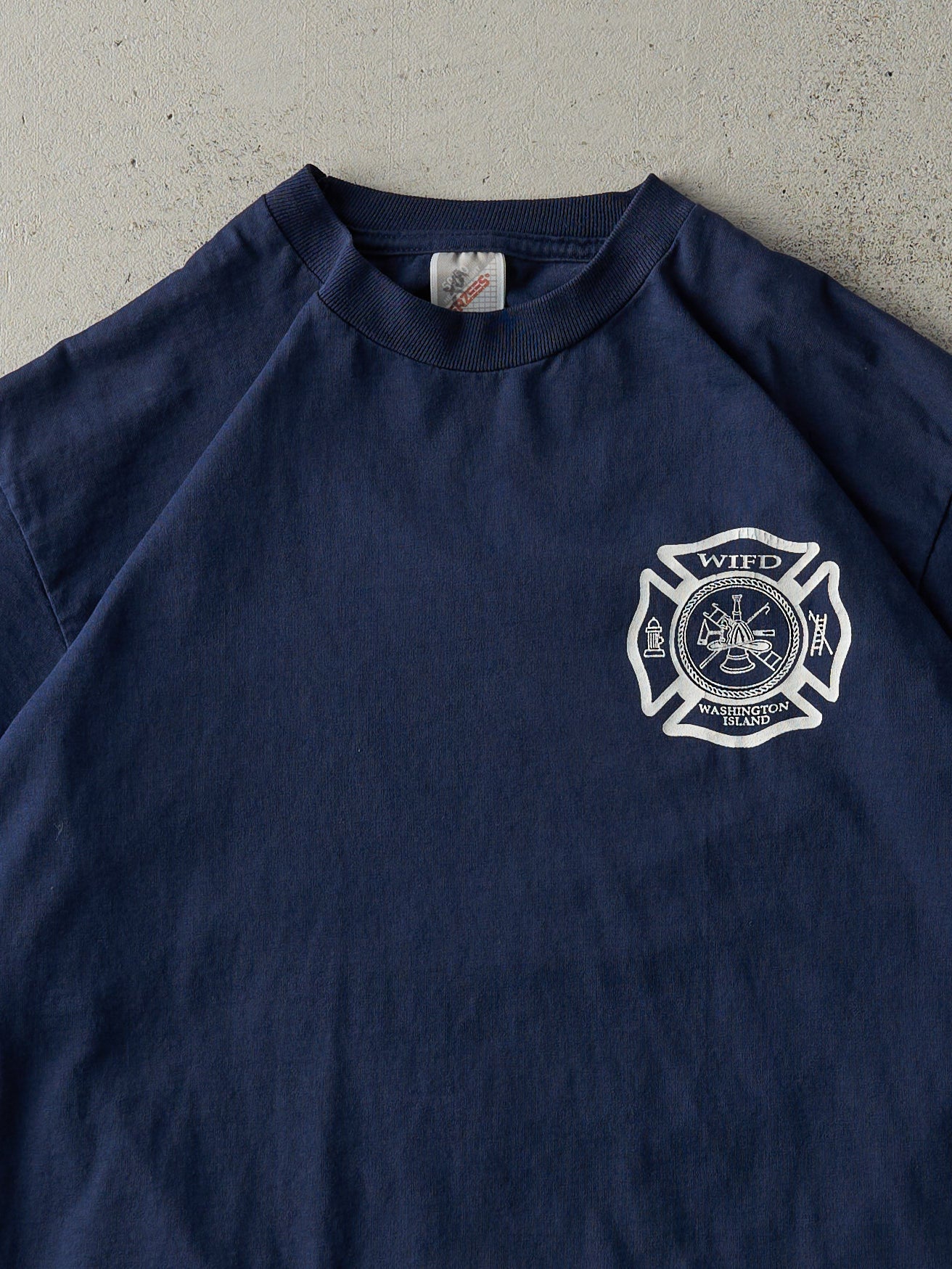 Vintage 90s Navy Blue Washington Island Fire Department Tee (M)