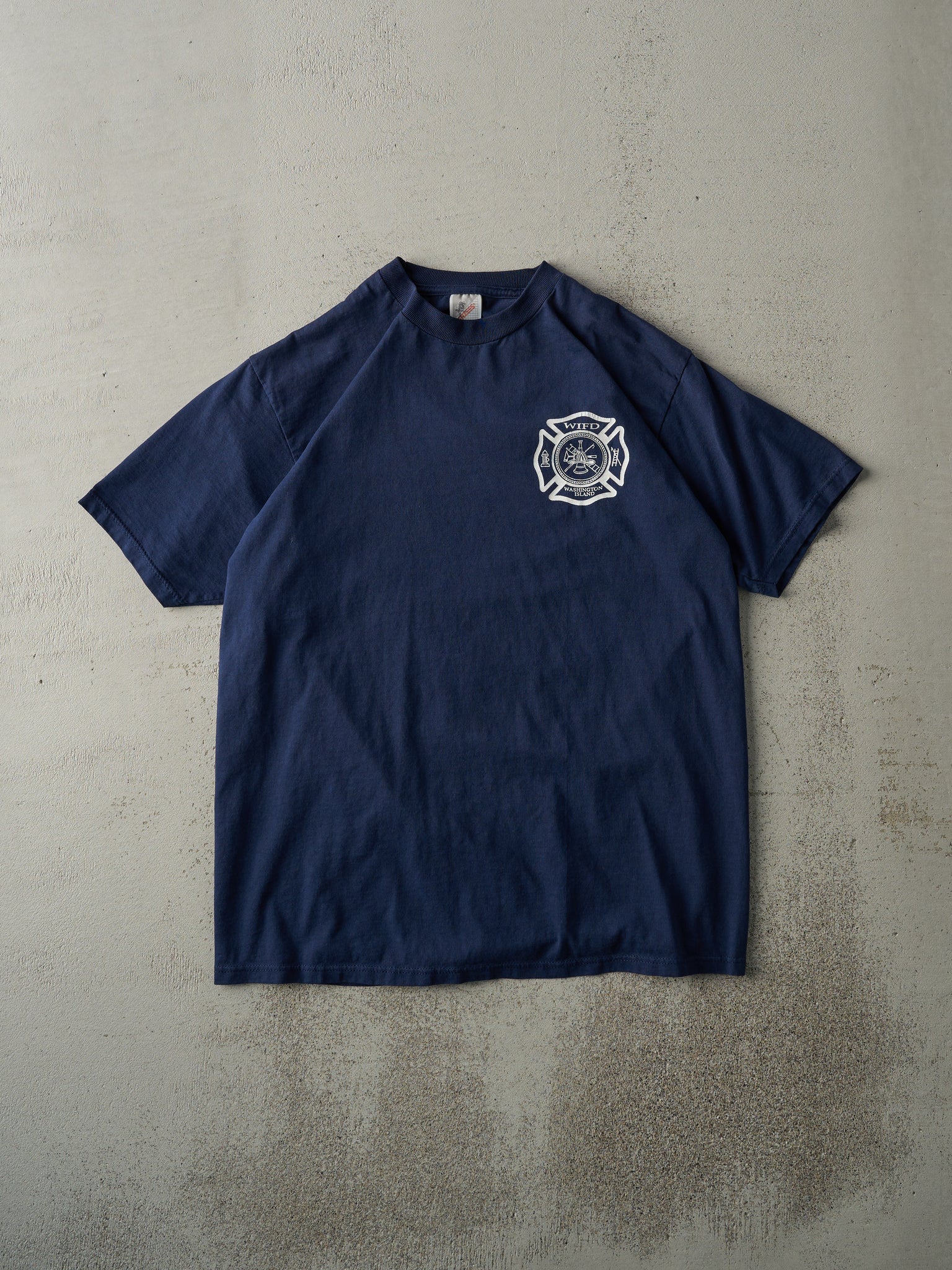 Vintage 90s Navy Blue Washington Island Fire Department Tee (M)