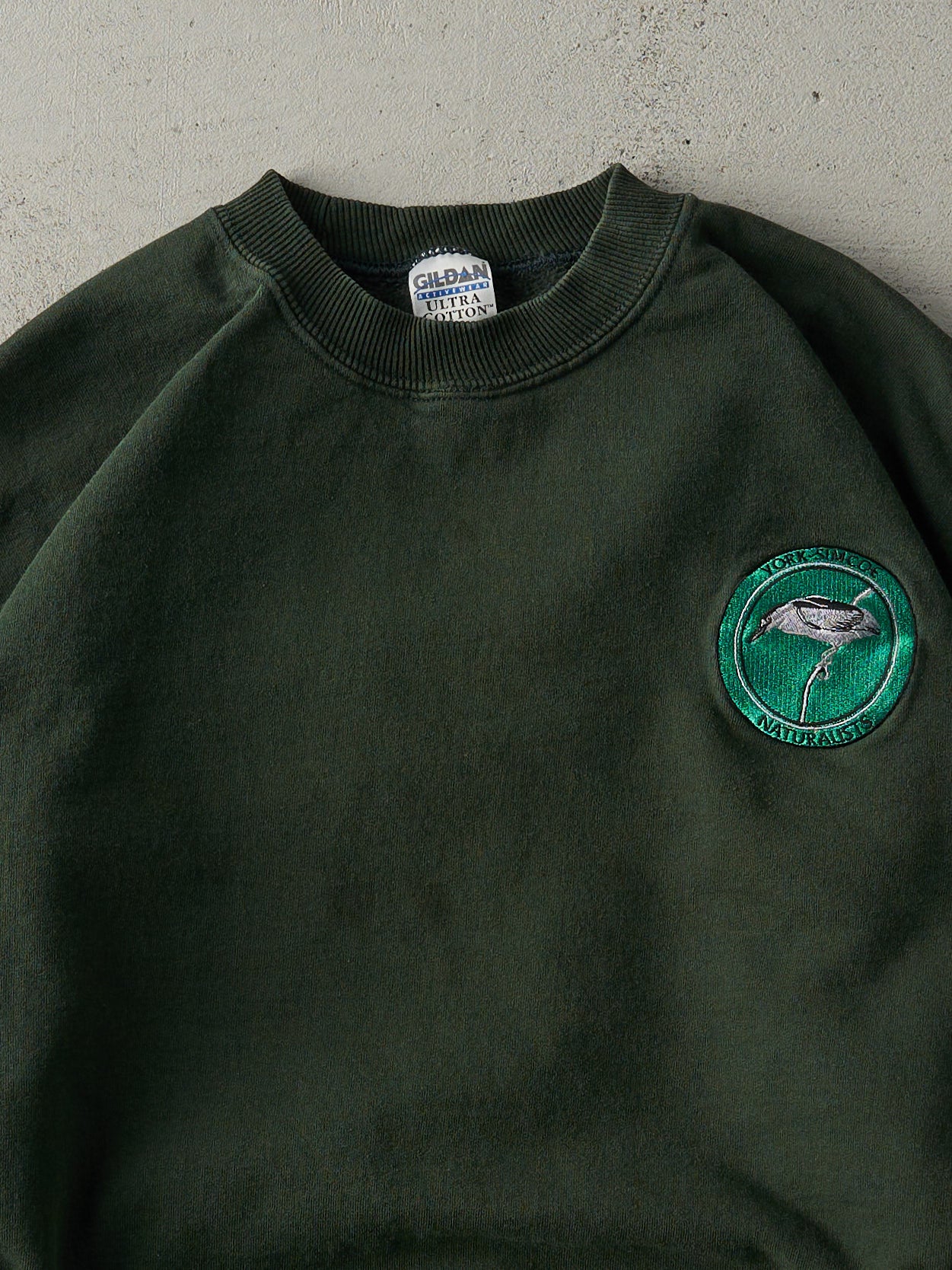 Vintage Y2K Green Embroidered Logo Boxy Crewneck (L)