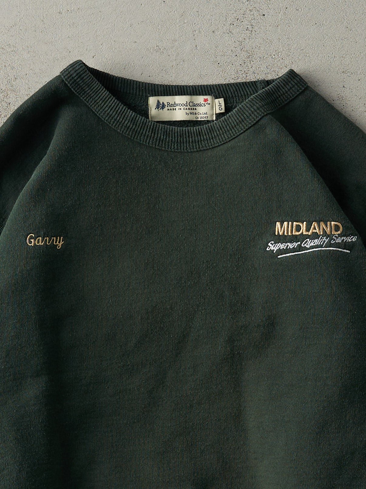 Vintage Y2K Forest Green Embroidered Midland Trucking Boxy Crewneck (L)