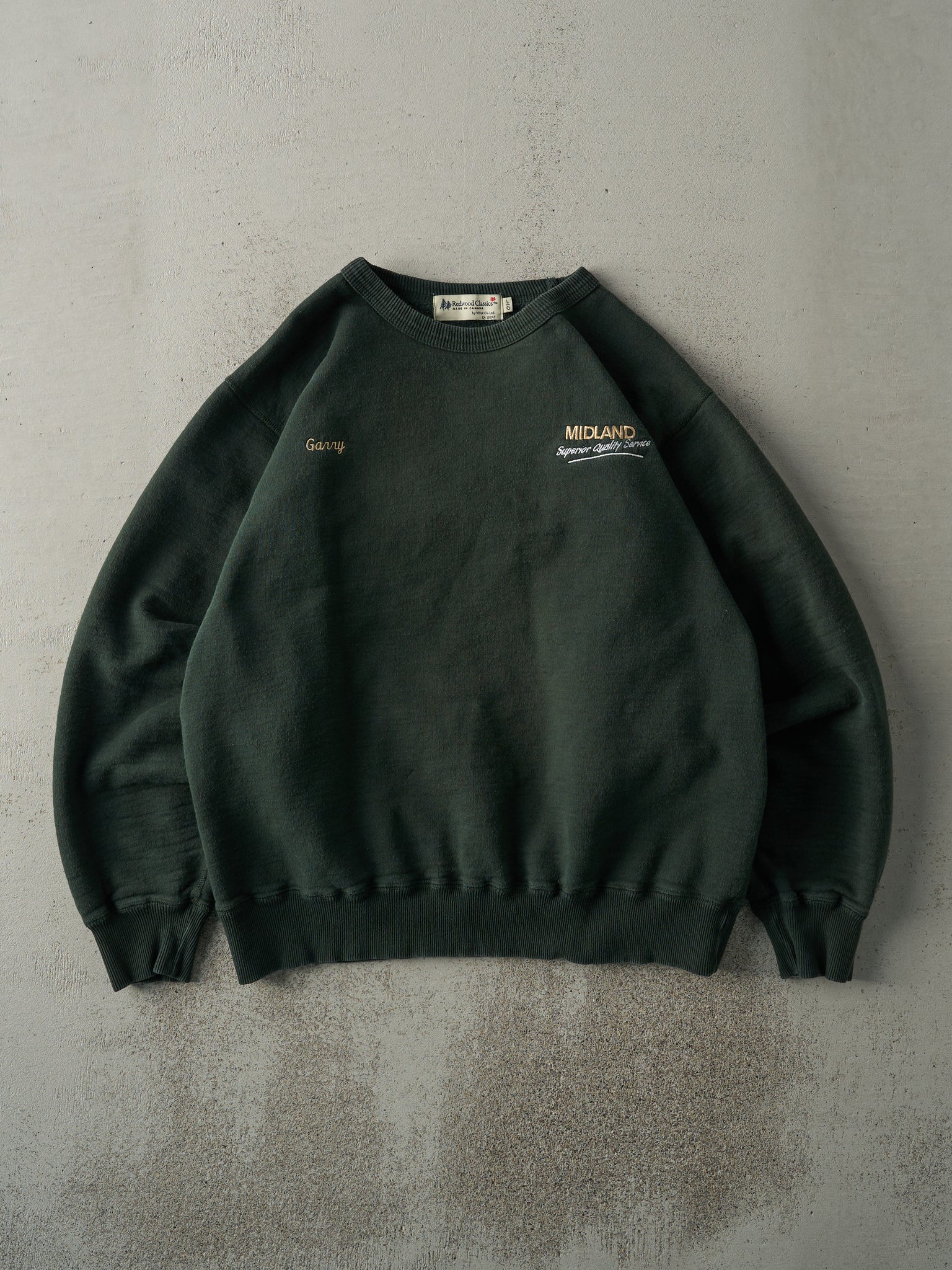 Vintage Y2K Forest Green Embroidered Midland Trucking Boxy Crewneck (L)