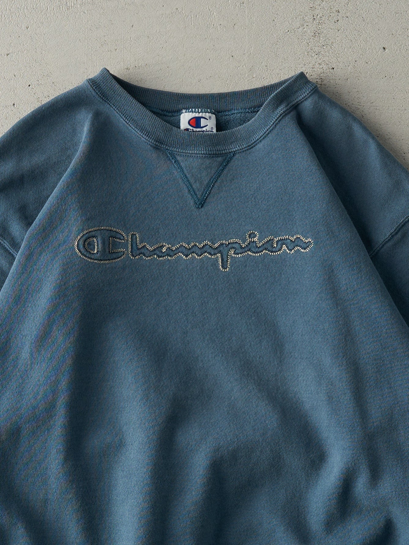 Vintage 90s Slate Blue Champion Boxy Crewneck (L)