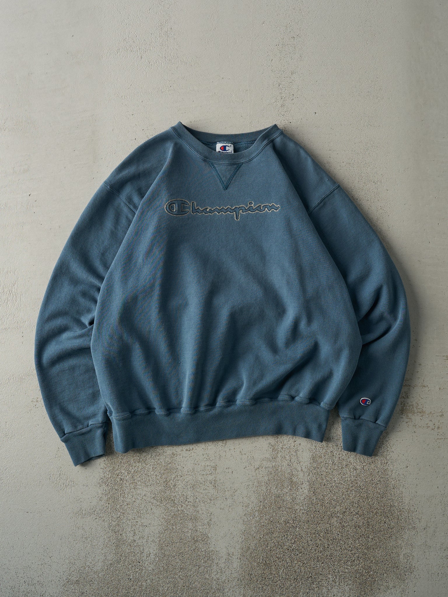 Vintage 90s Slate Blue Champion Boxy Crewneck (L)