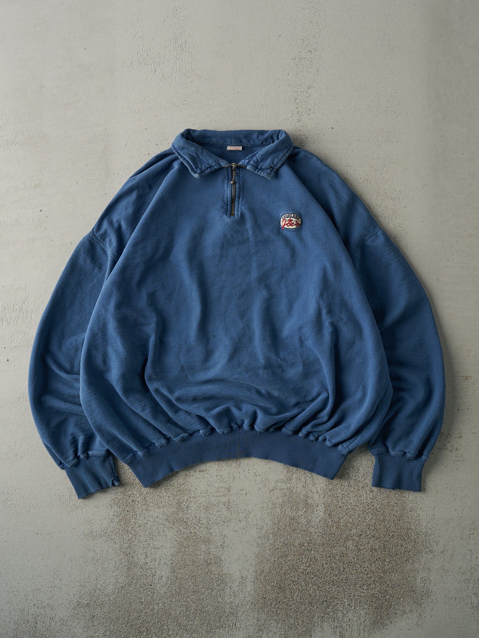 Vintage 90s Blue Shoeless Joes Quarter Zip Boxy Crewneck (XL)