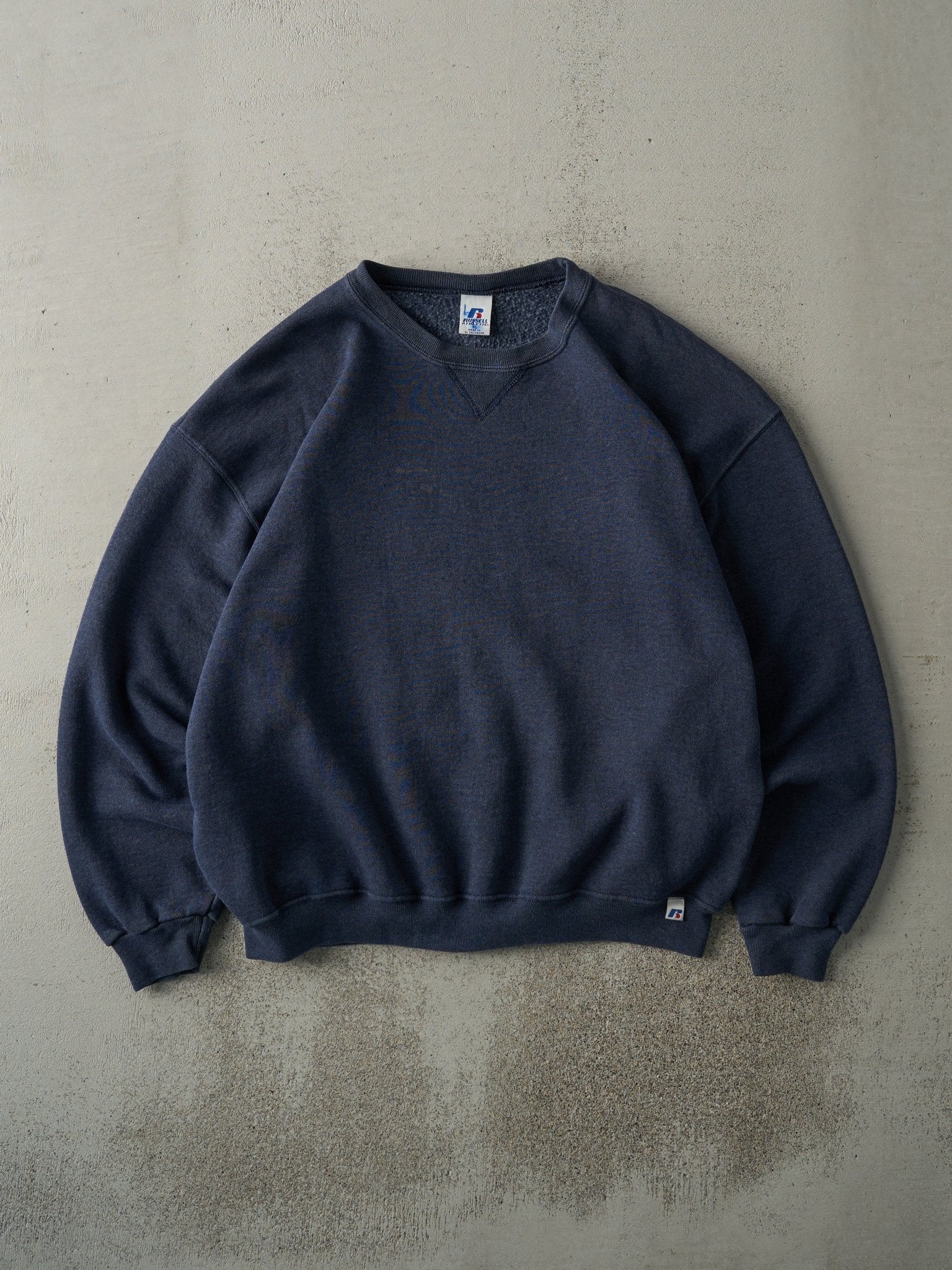 Vintage Y2K Washed Navy Blank Russell Athletics Crewneck (L)
