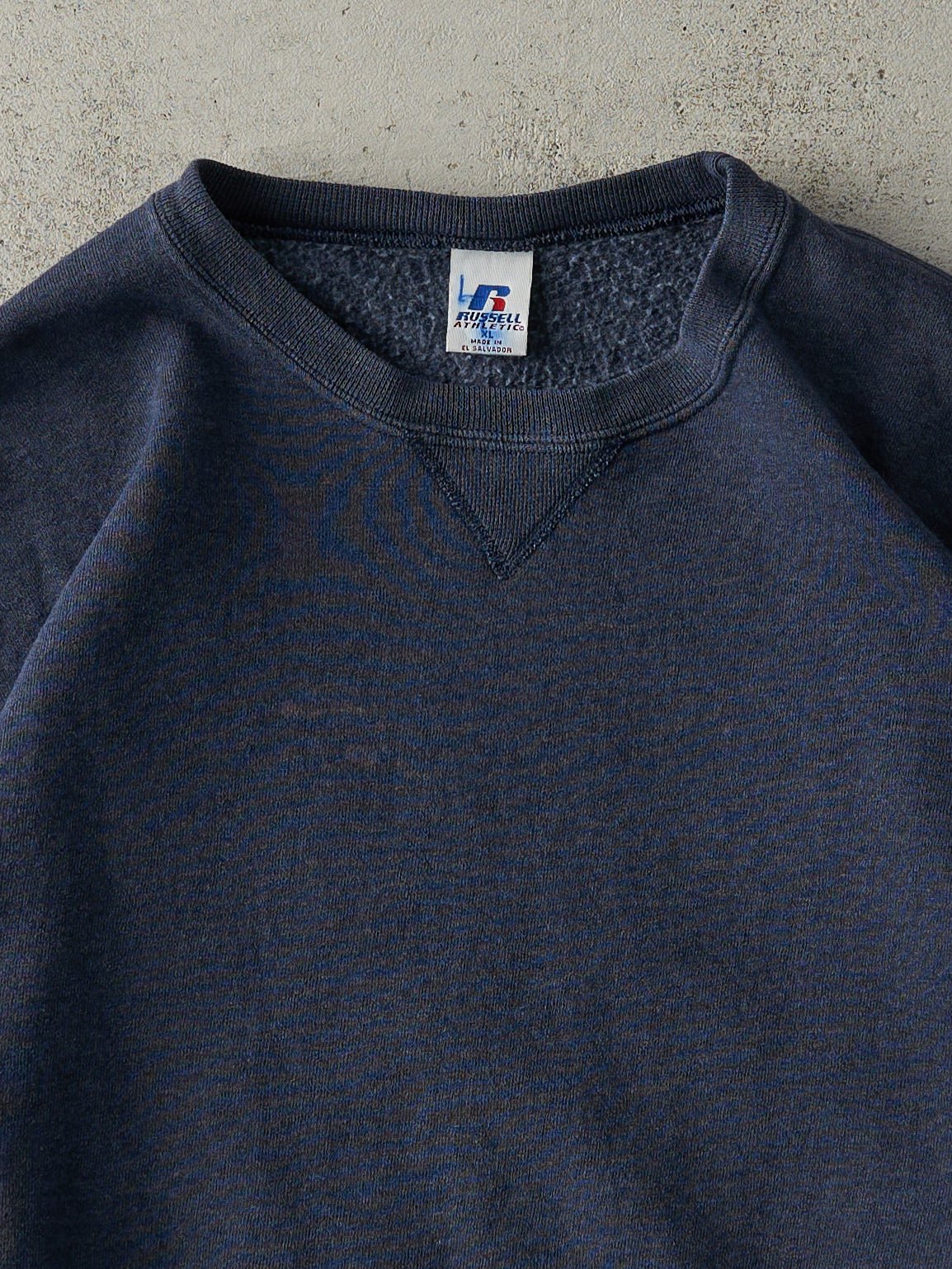 Vintage Y2K Washed Navy Blank Russell Athletics Crewneck (L)