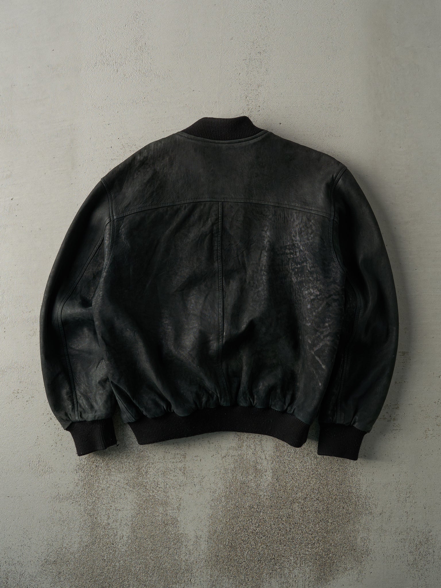 Vintage 80s Black Bainton Leather Bomber Jacket (M)