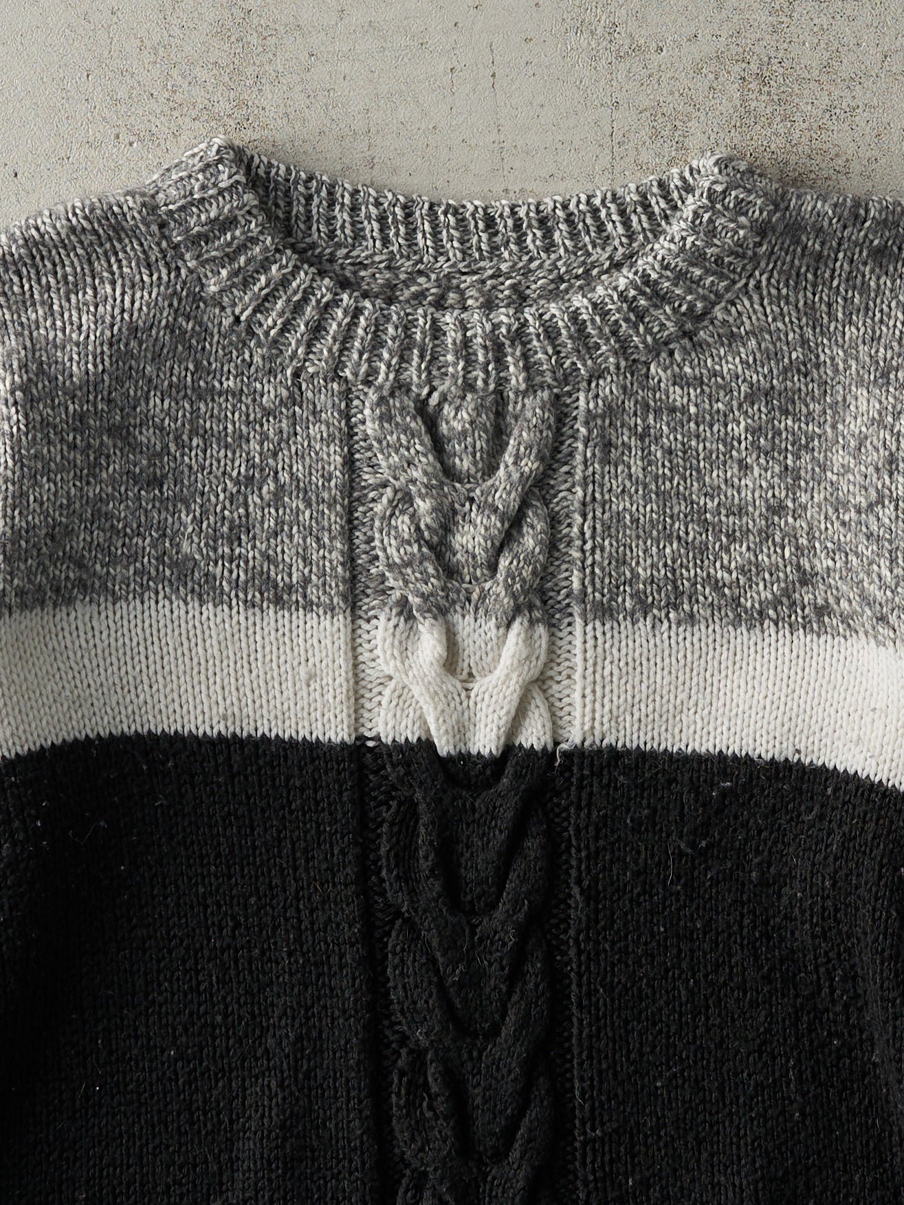 Vintage 90s Black, Grey & White Knit Pullover (M)