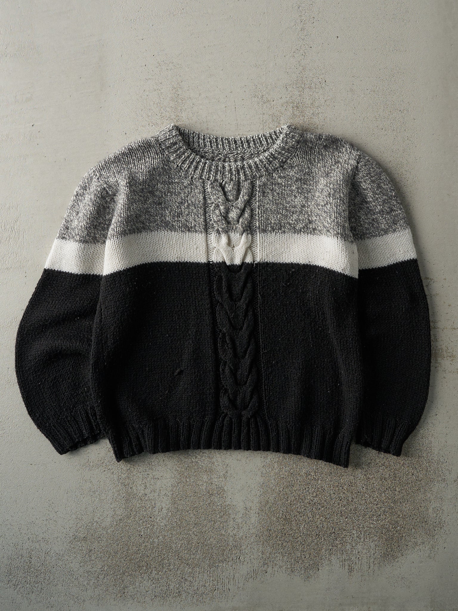 Vintage 90s Black, Grey & White Knit Pullover (M)