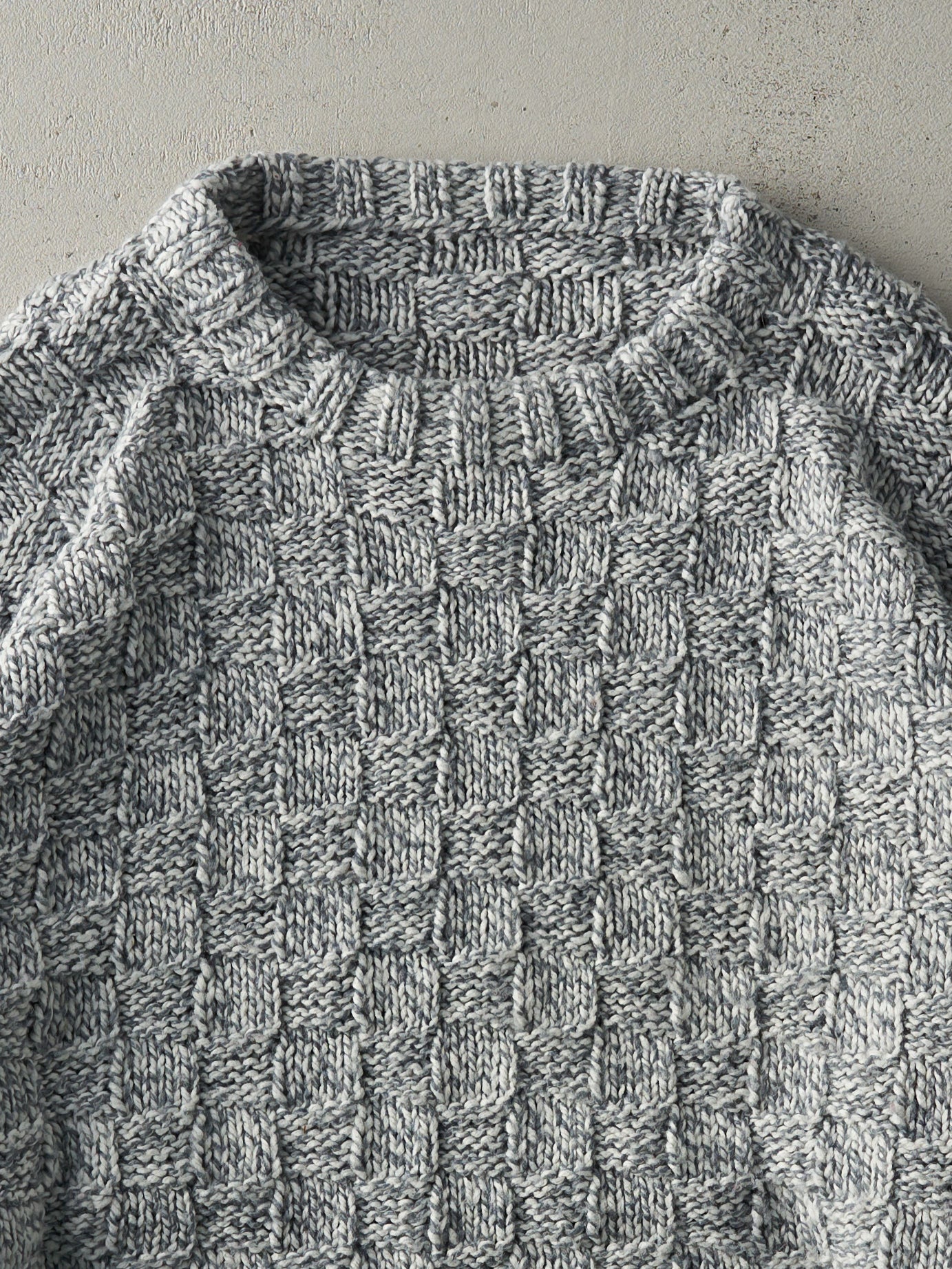 Vintage 90s Grey Chunky Box Knit Pullover (L)