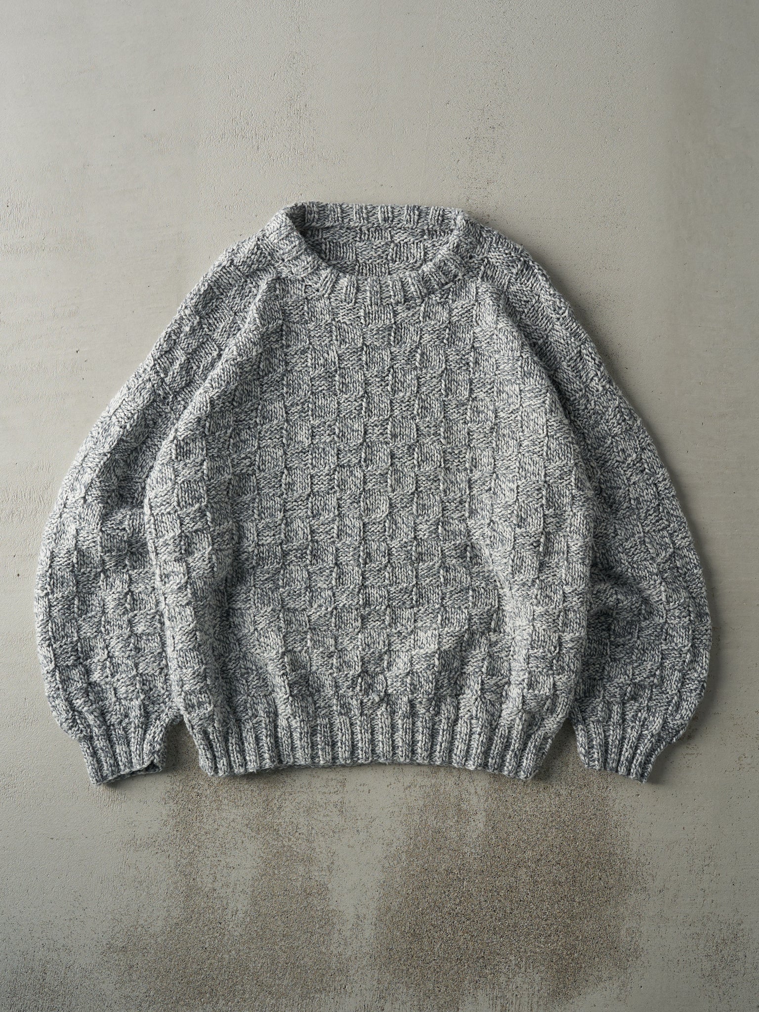 Vintage 90s Grey Chunky Box Knit Pullover (L)