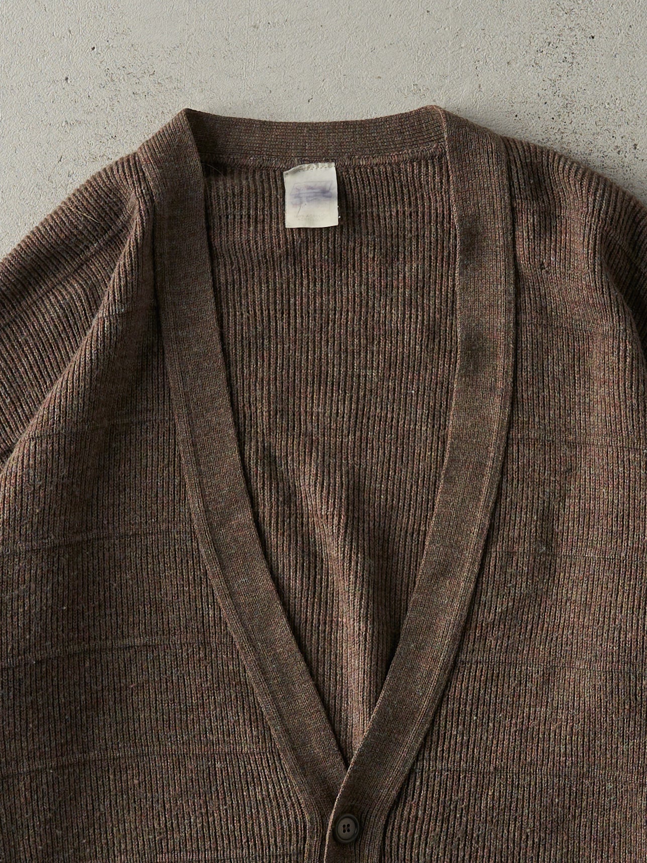 Vintage 80s Brown Box Knit Cardigan (L)