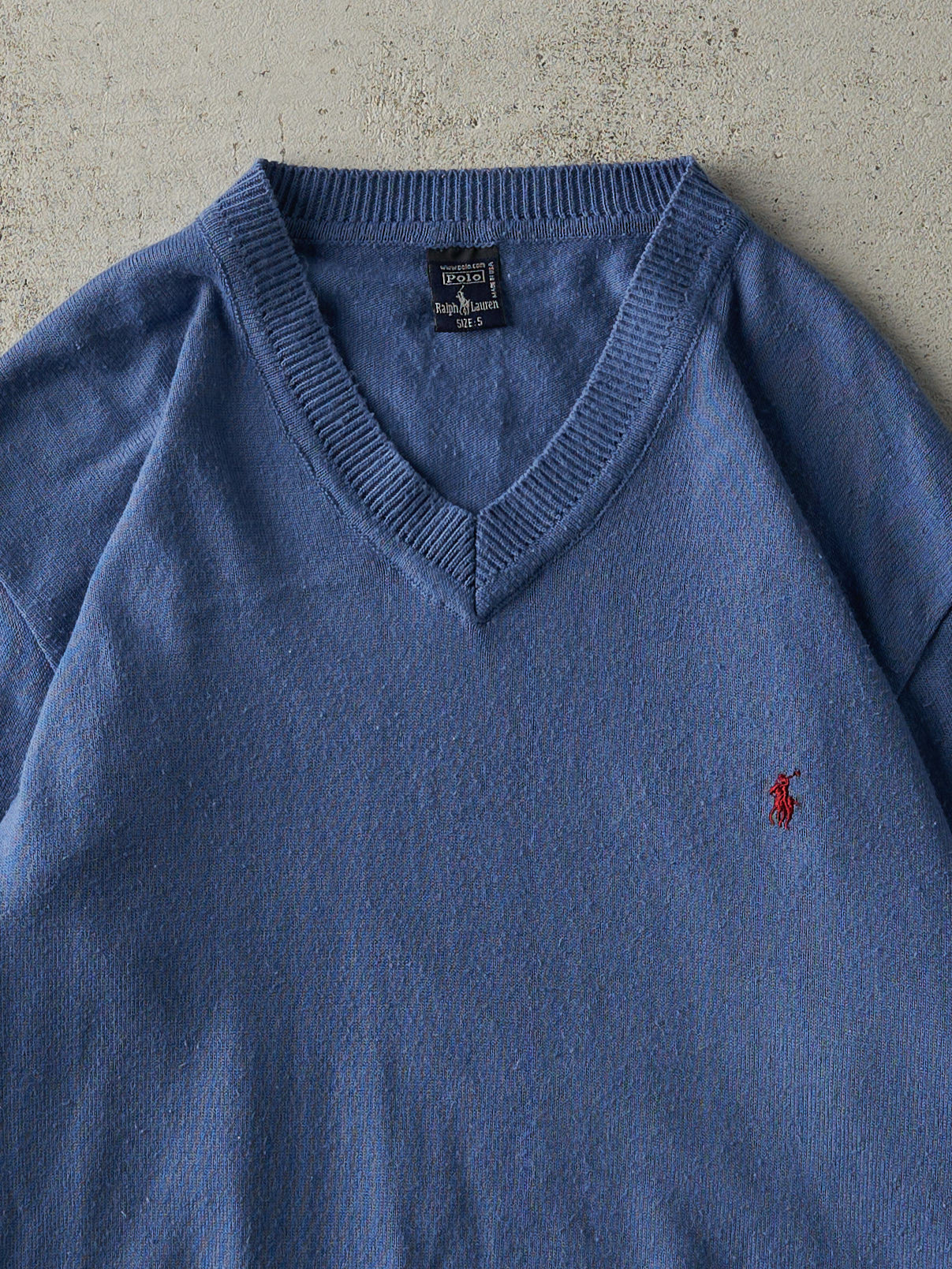 Vintage 90s Blue Polo Ralph Lauren Knit Pullover (M)