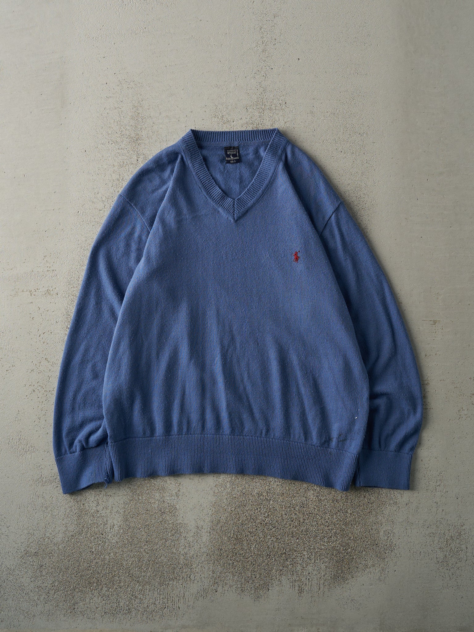 Vintage 90s Blue Polo Ralph Lauren Knit Pullover (M)