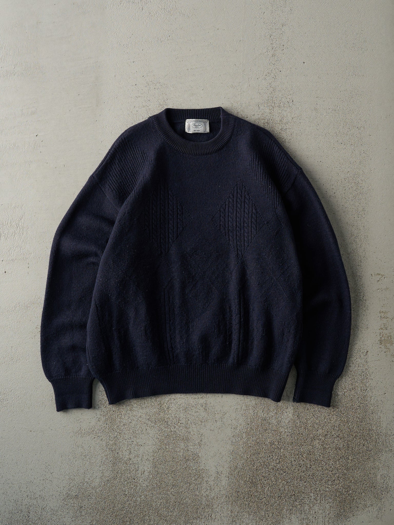 Vintage 80s Navy Blue Knit Pullover (M)