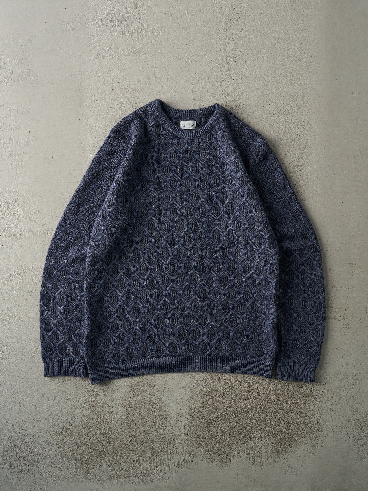 Vintage 90s Navy Blue Chunky Pattern Knit (M)