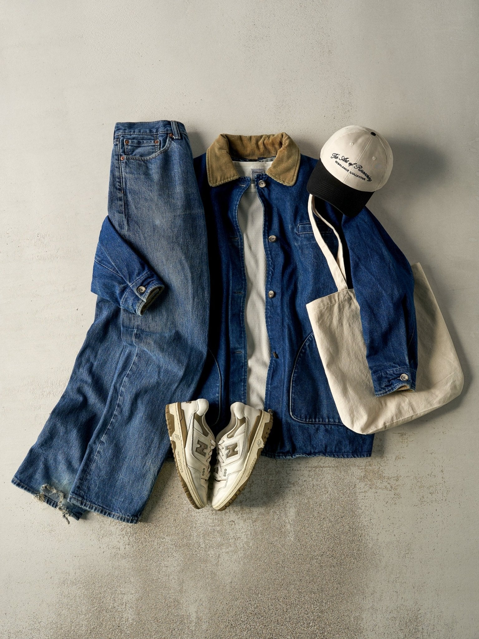 Vintage 90s Dark Wash Wool Blanket Lined Denim Barn Jacket (L)