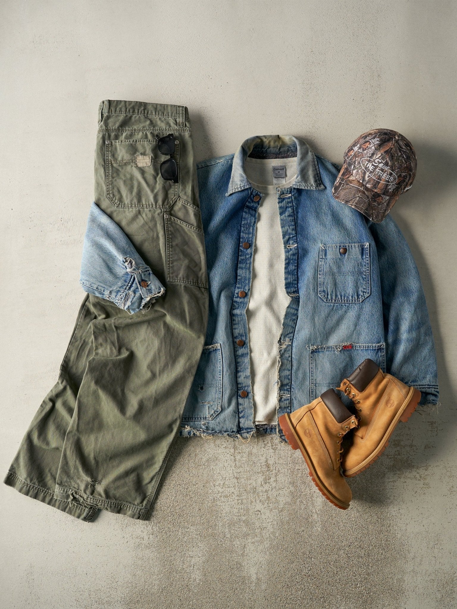 Vintage 80s Light Wash Blanket Lined Denim Chore Jacket (XL